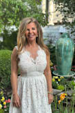 The dress was really pretty but I'm short waisted and I felt like it sat on my momma belly at the wrong place. It was heavy fabric and lined very well. A small would have been too big. The xs would have been great in my younger days. - Amie S.