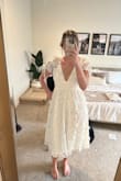 I saw this on an Instagram ad and I immediately bought it because it looked so similar to the For Love & Lemons Leighton dress that's $365!!!! For the price, this one is a beautiful alternative! I most likely will wear it for my engagement photos this summer.
I'm usually in between L or XL. I'm often an XL from Lulus, but in this dress size Large fit perfectly! If you're in between sizes I'd recommend sizing down :) - Kenzie T.