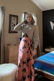 Oh, I love this dress so much! The fit is lovely, the fabric is soft and silky, the pattern and colors are gorgeous, and it makes me feel like 1 million bucks. It is very low cut, I wore it with a cover-up for work, then switch to party mode in the evening. Got all the compliments! - Marijke U.