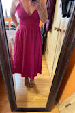 Ordered the pink dress in a size small. Dress fits perfect and can't wait to wear it soon on my honeymoon. I'm 4'11 so of course it's going to be very long and that's okay. I can always wear heels with it. - Amanda R.