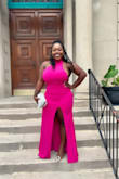 The dress fit true to size. Definitely stunning. Color is as pictured. I received so many compliments! - Mickella R.