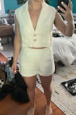 I never know my size in this site so ordered a S and a M and there was a huge difference in size. The M fit perfectly and the S were inside me so if you normally debate between the two I'd size up (there's also no stretch). For reference the top in this photo is an XS.
Overall the quality's not great, but you're getting what you pay for. - Madalyn C.