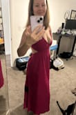 This dress has a very flattering fit, has nice movement and texture (almost a linen like texture, but has a liner too). The back is beautiful and there's even great support for the bust, no bra needed though there is room to add some support perhaps in the form of inserts or a creative strapless bra. I'm wearing it to a wedding in Hawaii and I think it's the perfect dress. They sold out in other colors, wish I could buy it in every color. I'm wearing a size Large, and it's a nice fit. - Sam B.