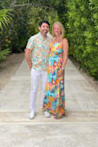 Love this dress so much - lots of compliments on the color and design. The cutouts can be adjusted to your body and it's very soft and comfortable. Wore to a beach wedding and it was the perfect weight for the heat. I'm smaller chested so it fits well but I can see this needing a larger size if bigger. I typically order a small and a medium fit much better. - Andrea G.