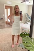 Wore this to our wedding rehearsal and dinner for a Florida wedding at the end of June and it was great! The fit made it airy enough and I love the fabric. It's a bit thicker so more forgiving in the midsection region. I liked the simplicity of it mixed with the small feminine ruffle at the bottom. Got many compliments! - Jada T.