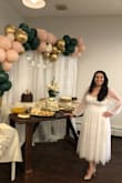 This is more of a 3.5/5 review. I really did feel beautiful in this dress that I wore to my bridal shower BUT that was after I paid $85 dollars in alterations. Lulus does not have an exchange policy for Canadians so I tried to make this dress work as I didn't have time to return (and lose $22) and try a new dress. I ordered as per the chart's suggestions, but the dress did not fit right at the top for me. I took it in about half an inch around the waist and fixed the chest part so that it did not have a gap between the two breasts as it does in the model (you can see it in the photo I attached). I wore a push-up bra to help me fill in the top. I also had to shorten the sleeves quite a bit as they were way too big and floofy. Overall, I'm happy with the end result but it took some more $$ and time to get there. I did receive many compliments and it worked so well with a cute jean jacket (not pictured) and nude heels. - Julia T.