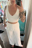 This felt like a risky purchase but the whole outfit ended up looking really cute. It's a little bit board room ish for a bachelorette party, but I think I can funky it up a little - Sarah L.