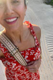 This dress perfectly hugged my body but is also incredibly light and fun! There's a perfect slit down the left side that keeps it just sexy enough, as well! Very comfortable and easy to wear in a hot climate! I want 3 more! - Jessica S.