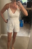 I bought this for a white party in California during the height of summer. It fits perfectly and is super comfy. I feel like it's cute and blingy without being too over the top. It is short. - Aimee K.