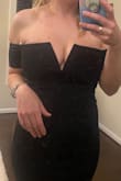 If you're looking to showcase the goods, this is for you, but looks a little too revealing if you have large boobs. Otherwise material is nice and stretchy. Lulus please make this dress without the ridiculous boob cutout! For reference I have 34Ds and am 5'4 130lbs. - Jane K.