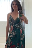 I love this dress and I'm not usually a dress person! Love the adjustable shoulder straps and wrap around waist. The material is so comfortable, has some weight to it and is so soft, can't wait to dance in it! The only issue is that it's slightly too long but slip on some 3 inch heels and it's full on glamorous! - Katrina B.