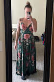 I love this dress! BUT I went with what my true size was and it ran a bit large. So I returned it for a small size- that one FIT PERFECT!! The medium size just didn't hug my boobs like how I wanted it and was a but too long for me. Material is amazing, just a bit heavier than I expected but I am not complaining about it. - Alexis A.