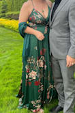 This dress is amazing! The fabric is very high quality and luxurious feeling. It felt great on. I'm typically self-conscious about my cleavage but this dress was perfect sizing and I felt supported by the adjustable straps. I just used some apparel tape for extra peace in mind. - Lindsie S.