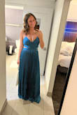 I have a larger chest and this dress fit me perfectly except for the length! I wore extremely high heels and it worked but if I had time I would've gotten the bottom hemmed. Stunning color, absolutely loved it! - Kate S.