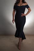 I wore this to a wedding on a Canadian mountain in May. The fabric was just the right weight - heavy enough to feel elegant, but not so heavy to cause sweating. The movement of the trumpet hem is flirty and fun. I'm short, 5ft 2.5 inches, so it came down around my ankles, but no hemming required. The chest is a little tight, but I have a large bust (32DDD/32F/30J). Fit nicely in the waist and allowed me to eat dinner, dessert, and have drinks without feeling like I'm going to bust a seam. Got lots of compliments. Overall excellent dress. - Anastasia K.