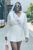 Wore this during my bachelorette weekend and absolutely loved it! My only issue was the top area runs a little loose and the zipper was hard to maneuver. - Xenia M.