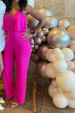 I have bought many jumpsuits, but this jumpsuit takes the cake. It is beautiful and fit like a glove. I wore it for my sister's bridal shower and received so many compliments. The color is beautiful! It is a little on the longer side, so I just got it hemmed. Such a beautiful jumpsuit! - Nahila G.