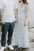 I loved this dress!! I wore it for my engagement shoot and it was so beautiful, flowy, and lightweight! You can adjust the straps in the back and that is nice. I ordered a small, but I think x-small would have worked for me also. I can't wait to wear this dress for a wedding later in the year! - Sara K.