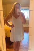 This fit like a nightgown, I returned it. I usually am either a small or a medium in dresses, but I went with medium to be safe. Should've gotten the small but I think it still would've felt like a night-gown. Just not my vibe! - Hannah W.