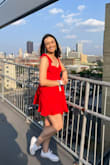 Wore this for the Eras tour and it was super comfy and flattering! It's a great color and fit. It wrinkles easily though so hang it up/iron/steam it before wear. In terms of length, it was JUST long enough for me (if I was any taller I probably wouldn't have worn it). I also have a small bust and it worked great for me but for ladies with larger chests, I can see it being a problem. - Kristen L.
