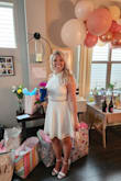 Loved this dress, stretchy material so fits great. Did not need to wear a bra because of the thicker material. Perfect for my bridal shower! Flattering! - Kristin S.