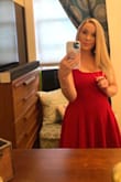 I have had this dress for a couple years. Everytime I wear it, I get so many compliments. It's the perfect cool toned red! It is super comfy and fit and flares like a dream. - Kelly B.