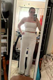 I ordered this as an option for my bachelorette party. I love that it's sexy without being too revealing. The pants have a good amount of stretch and are super comfy. I can't wait to wear it in August and hopefully have a tan by then lol - Nicole D.