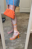 Love them. Brought them to go with the dress in the photo with them. Did not keep
The dress but kept the shoes. They are a slightly darker orange than online. They are actually comfortable! Really pretty pop if color. I also found a matching purse which I liked as well. - Lisa F.