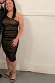 I loved this dress! It's form fitting but very flattering. I'm usually a size 10 in jeans and I got a large. The dress was a little big so I probably could've sized down but overall loved the dress and got a lot of compliments! - Kaitlyn P.