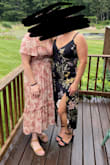 This dress was perfect to wear to a family wedding! I received many compliments and questions of where I bought it. It was thin and breathable. It kept me cool on a 90-degree day and high humidity! It has a nice slit and gathering on the side. The best part is, the straps are adjustable! - Sarah G.