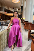 This was the perfect dress for a black tie optional wedding in June. It was so comfortable and fun. I received many compliments and the color + fit were perfect for my more curvy frame. It fits true to size, I got a medium and it was perfect on me! 
I highly recommend it! - Hannah M.