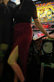 It's a little thin, but with the right underwear or tights, it isn't a problem. Skirt feels worth it because the shape is so nice, and the slit is the perfect length - sexy but still sophisticated. The waist was a little large for me, but I opted for the larger size to fit my hips, which was the right call there. - Em S.