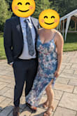 Always a struggle to find a formal dress that flatters my curves in combination with my height. This dress hid exactly what wanted to hide and accentuate what I wanted to show off! The colors and floral print were beautiful in person. Dress material felt a little delicate, but it held up just fine at an outdoor wedding! - Jessica M.