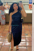 i got this dress to wear to a wedding and i got so many compliments! i got size M and it fit perfectly. the straps are kind awkward if you wear it the same way as the model, but it looks better if both straps are on the same side. there was some extra fabric around the bust area but nothing a little fashion tape couldn't fix. - Rachel A.