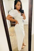 I love this dress it's a little thick but it just means it is not see through. It hugs the curves and even hides the extra belly fat with the way the dress is designed. I will be using it for my court wedding! - Gabriela G.