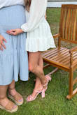 I got these for my bridal shower and EVERYONE loved them! So cute and surprisingly comfy!
I have smaller ankles and normally wear an 8 1/2 but I sized down to an 8 so they would fit without sliding! - Julie B.