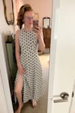 Like most Lulus items, sizing down from their size chart was a good idea for me. The dress is super flattering on my small chest, the back is gorgeous, and the fabric is breathable without being see-through. And I didn't realize it from photos, but the dress has a fun metallic thread stripe feature that adds so much to the dress! - Madeline W.