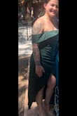I read the reviews and everyone recommended sizing up so I did (purchased a Large, I typically wear a medium) and am so glad I did. The dress fit like a glove. I expected to make alterations on it but it didn't need any. The slit goes higher than I thought so keep that in mind but there were no peek a boos! I felt amazing and comfortable in this dress and received so many compliments! The color was beautiful too!! Would highly recommend! - Amber B.