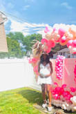 I wore this dress for my baby shower! I ordered a Medium and it fit perfectly over my 7month pregnant belly. The shoes are also from Lulus. - Tiera M.