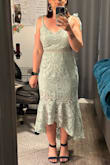 This dress was exactly what I expected. It fits great and it is very cute. I can't wear my Spanx under it because the material works it's way up. But I didn't need the Spanx. - Joslyn M.
