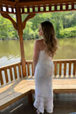 This dress fit perfect!!!! And the amount of compliments I got on it was just fantastic! Definitely recommend for your bridal shower. It was so comfortable and you did NOT see through it!!! Love love love. - Lu M.