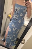 Love this dress. Could have sized down to a small, as it's a bit roomy in the hips, but ultimately not enough for me to return. It's a little long for anyone under 5'7" and may not want to wear heels. But it is super soft and comfortable and sexy while still being classy. - Megan H.