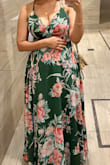 This dress was great! I received many compliments! Im currently 12 weeks pregnant, so I ordered my with extra fabric because I have another weeding coming up and plan to see if it will still fit by then. I did need to get cut at the bottom because of the length (but again I knew I was going to have to do that since ordered it with extra fabric accounting for the fact that I am going to get a bigger). I will definitely recommend it and my two sisters also ordered dresses from here after they saw my dress but they did not measure so one of them was not as successful, in short, I would recommend measuring always specially when ordering for the first time from a new website. Even if you know your bra size still measure, our bodies fluctuate all the time. The bra area was a good fit as well, the site asked how do you want the dress to fit: lose, fitted, etc. I chose lose due to my current condition. I pinned the button at the top for more security. Good quality and the colors are beautiful and vibrant! - Jessika W.