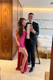 This is a really gorgeous and fun dress that I felt matched my personality. The bride and groom's dress code allowed people to wear any gown that made them feel their most beautiful selves and since I don't wear dresses often, I was really excited for the hot pink and sequin. 

Pros: 
- I was nervous for its arrival and packing it because of the sequins, but everything was intact from unboxing to packing to putting it away
- Very comfortable, no itchiness
- A show stopper
- ON SALE <3

Cons: 
- I'm not as tall as the model in this photo (I'm 5'4") so it did run a little long, but I wasn't really bothered by the length so I didn't bother to have it altered. Nothing that some cute pumps could fix, too
- It has beautiful crossed straps in the back, but you will need a second person to help you tighten it, it was a little difficult to do alone

I'm so happy that this purchase was not only a sale item but truly stunning and comfortable to wear (: Thanks, Lulus! - Angelica C.