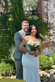The dress is gorgeous, fits perfectly. It's very good fabric, thick and don't mark. I used without bra and was very good. The detail on the back is delicate and super beautiful. I'm in love with my dress. - Talissa A.