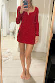 This dress is very sexy and nicely designed, could even wear it without a bra, but it's too short. As soon as I lift my arms up, it all lifts up and half of my butt is out. I wish it was a little bit longer. - Barbara K.