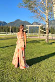 I love this dress! The fabric is nice and the print is so pretty. The fit was perfect! It is a LONG dress though so I had to wear 4 inch heels. - Brittany M.