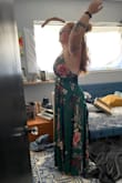 Yup, after what felt like an endless search and at least 20+ dress try-ons- I finally got this beauty!!! It's so flattering and the material is heavy enough to cover my lumps and bumps, but not too heavy to be exceedingly hot. It's not too revealing in the front and the low back is just the right amount of skin to feel sexy but refined. It is suuuuper long and I am already kinda short, so I've got some 4 in heels that make the dress "kiss" the floor perfectly. - Kyla D.