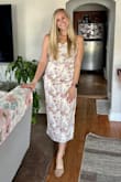 I'm obsessed with this dress. I can't wait to wear it again! It fit perfectly and it's super comfortable. The ruching helps cover any bloat so you don't have to worry if you're like me and ate a big meal in it! - Alexandra P.