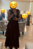 The dress s beautiful! Perfect for a wedding. It runs a little bit large from the top part, I got it fixed and it fits perfectly. - Triana M.